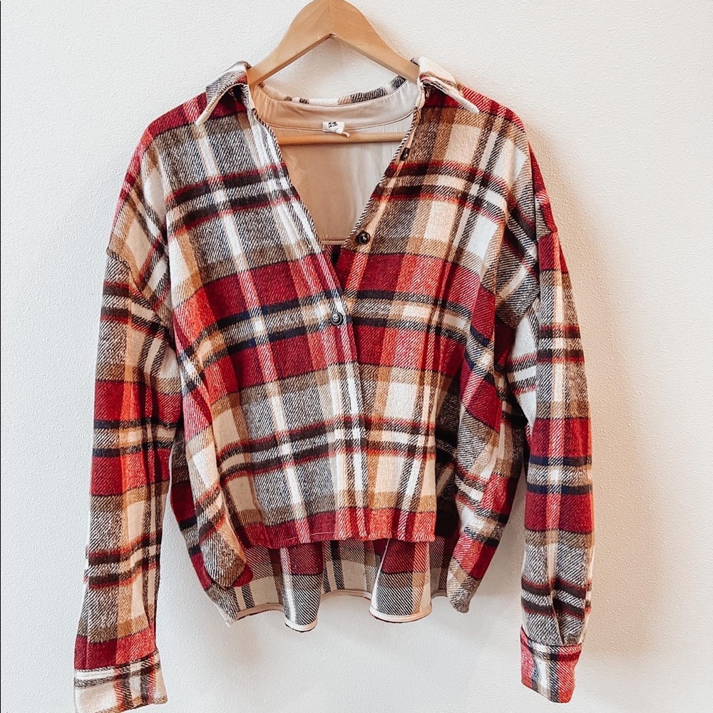Red plaid shacket